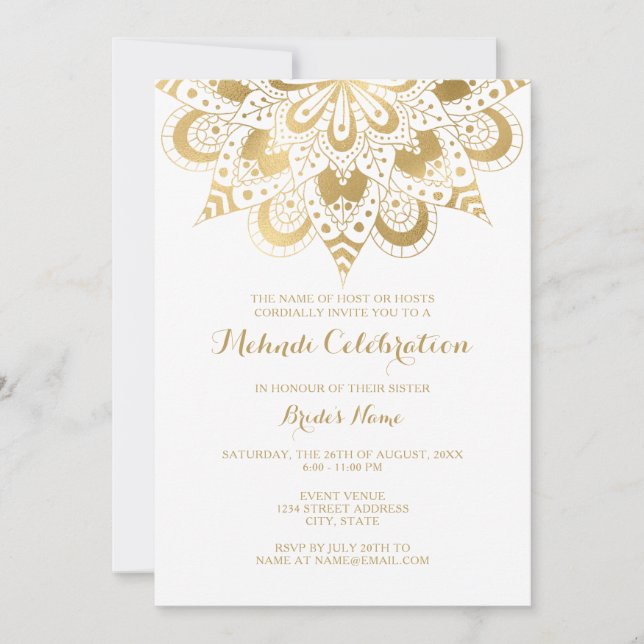 Gold Mandala Mehndi Celebration Invitation (Front)