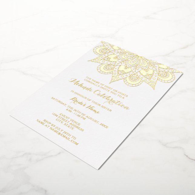 Gold Mandala Mehndi Foil Invitation (Rotated)