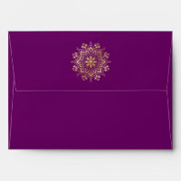 Gold Mandala on Eggplant Purple Plum Envelope