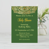 Gold Mandala On Green Baby Shower Invitation (Standing Front)