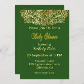 Gold Mandala On Green Baby Shower Invitation (Front/Back)