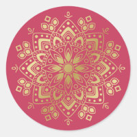 Gold Mandala on Light Blush Pink Envelope Seals