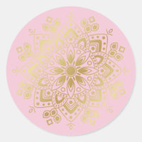 Gold Mandala on Light Blush Pink Envelope Seals