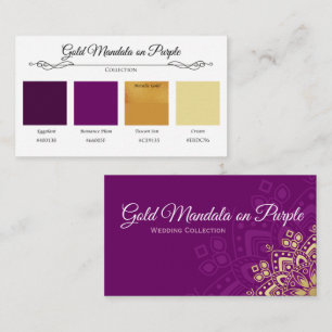 Gold Mandala on Purple Eggplant Plum Color Card