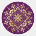 Gold Mandala on Purple Envelope Seals Stickers