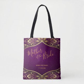 Gold Mandala on Purple Mother of the Bride Gift Tote Bag