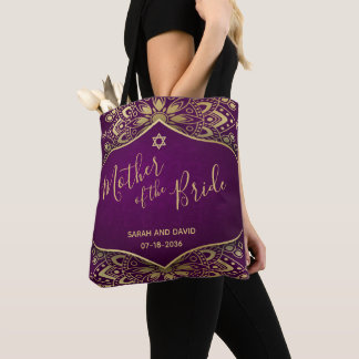 Gold Mandala on Purple Mother of the Bride Tote Bag