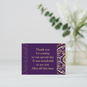 Gold Mandala On Purple Thank You Card