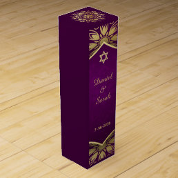 Gold Mandala on Purple WIne Champagne Box Gift