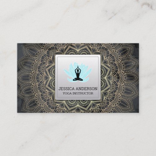 Gold Mandala Pattern  Lotus Pose Business Card