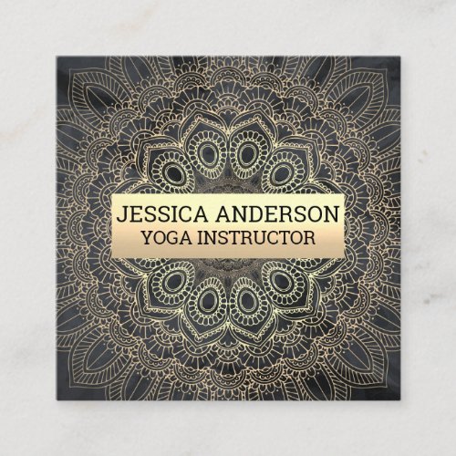 Gold Mandala Pattern Square Business Card