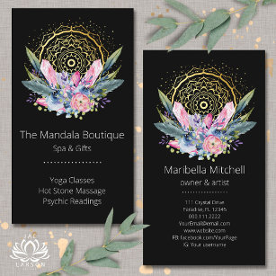 Gold Mandala Pink Crystals Psychic Spa Spiritual  Business Card