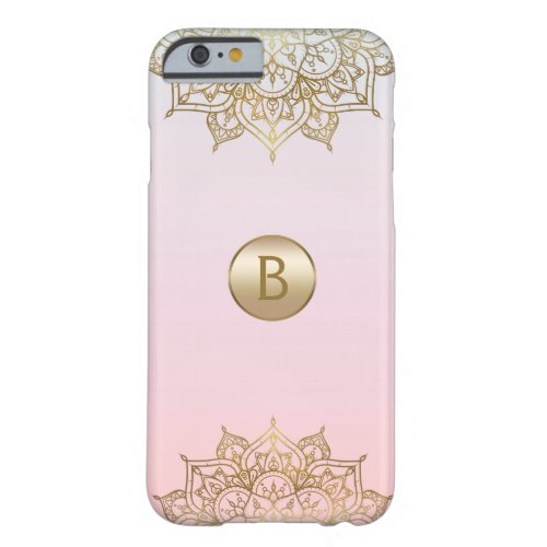 Gold Mandala Pink Peach Chic Modern Glam Custom Barely There iPhone 6 Case