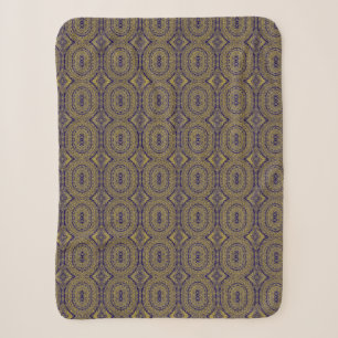 Gold Mandala Print on Blue Sherpa Blanket