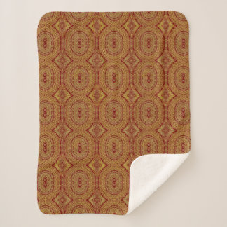 Gold Mandala Print on Red Sherpa Blanket