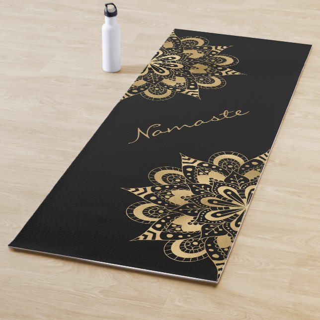 Gold Mandala Script Namaste Yoga Mat (In Situ)