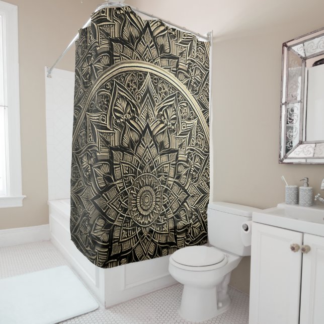 Gold Mandala Shower Curtain (In Situ)