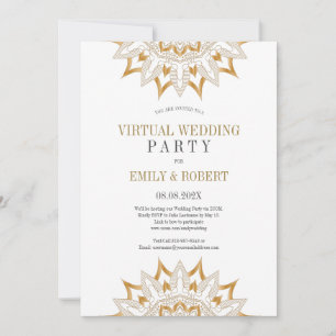 Gold mandala virtual wedding party save the date