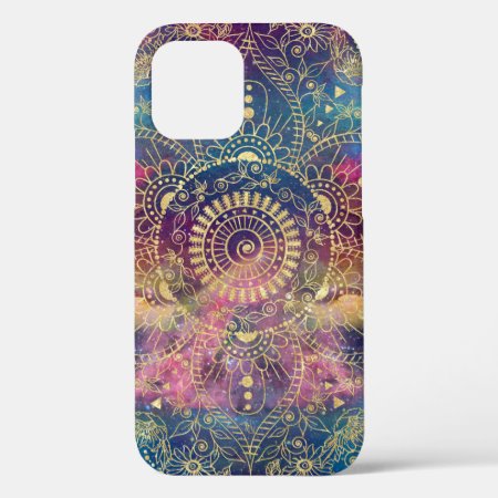 Gold Mandala Watercolor Colorful Nebula Iphone 12 Pro Case