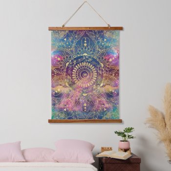 Gold Mandala Watercolor Colorful Nebula Hanging Tapestry by Trendy_arT at Zazzle