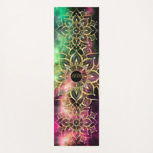 Gold Mandala Watercolor Nebula Initials Yoga Mat