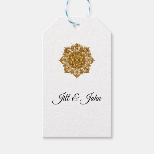 Gold Mandala Wedding Favor Tag Name