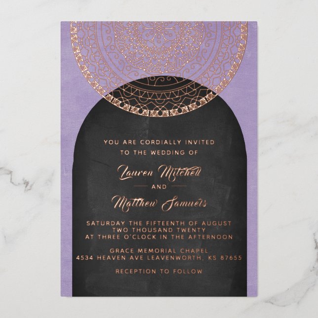 Gold Mandala Wedding Foil Invitation (Front)