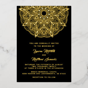 Gold Mandala Wedding Foil Invitation
