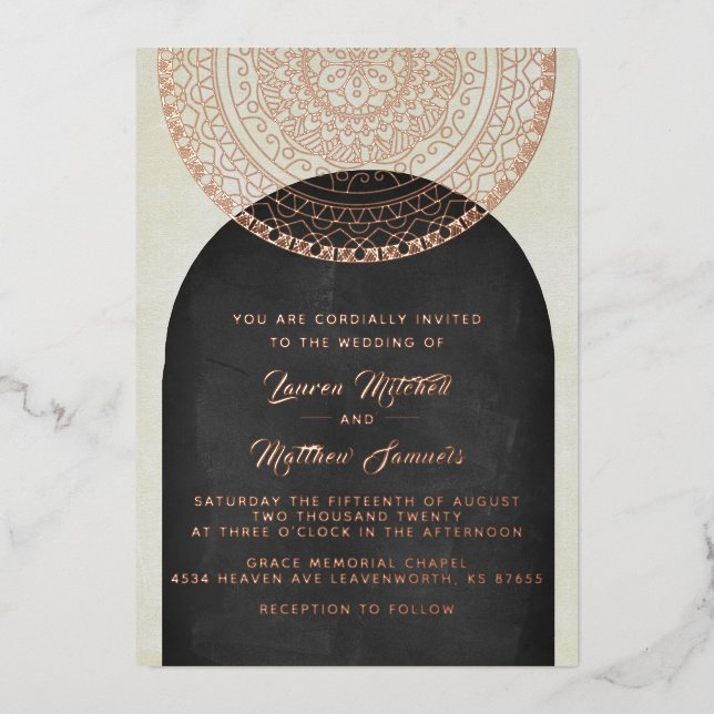 Gold Mandala Wedding Foil Invitation (Front)