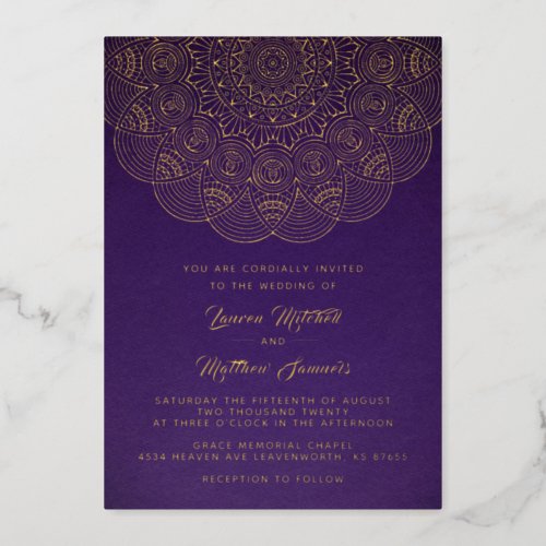 Gold Mandala Wedding Foil Invitation