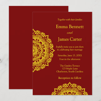 Gold mandala wedding invitaion