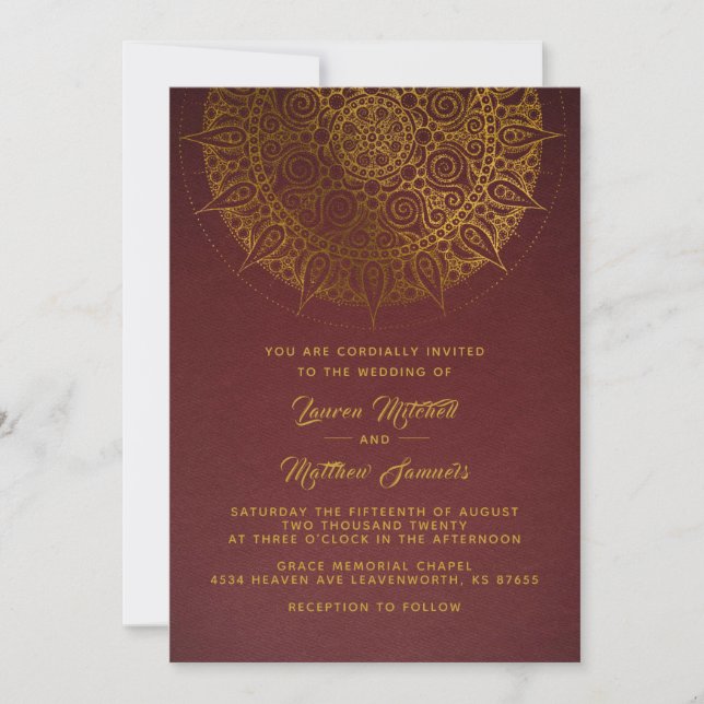 Gold Mandala Wedding Invitation (Front)