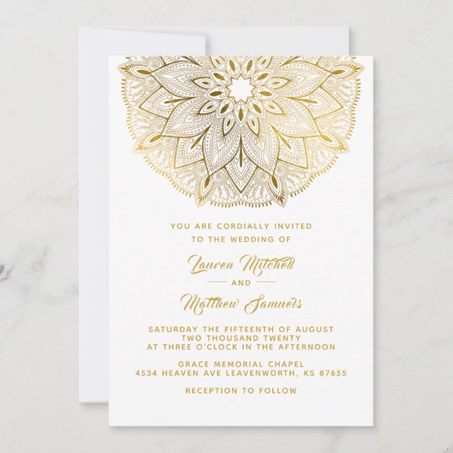 Gold Mandala Wedding Invitation (Front)