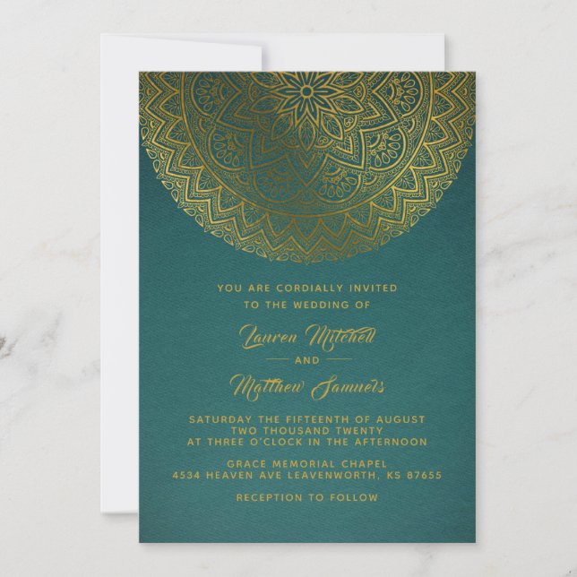 Gold Mandala Wedding Invitation (Front)