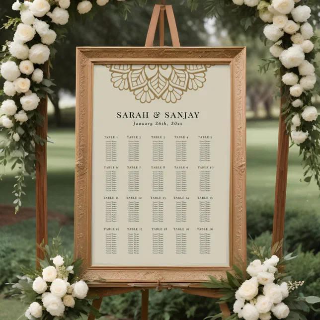 Gold Mandala Wedding Seating Chart