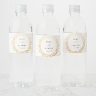 Gold Mandala Wedding Water Bottle Labels