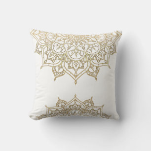 Gold Mandala White Chic Glamour Modern Glam Throw Pillow
