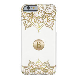 Gold Mandala &amp; White Chic Modern Glam Monogram Barely There iPhone 6 Case