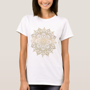Gold Mandala & White Chic Modern Glam Trendy T-Shirt