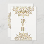 Gold Mandala & White Elegant Chic Save the Date Announcement Postcard (Front/Back)