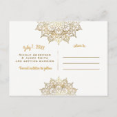 Gold Mandala & White Elegant Chic Save the Date Announcement Postcard (Back)