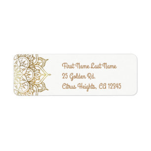 Gold Mandala White Glam Modern Wedding Label