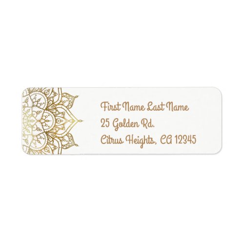 Gold Mandala White Glam Modern Wedding Label