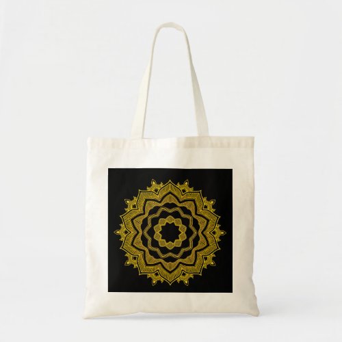 Gold Mandala Yoga Instructor Lotus Flower Tote Bag