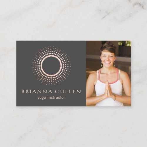 Gold Mandala Yoga Logo Add Photo Business Card
