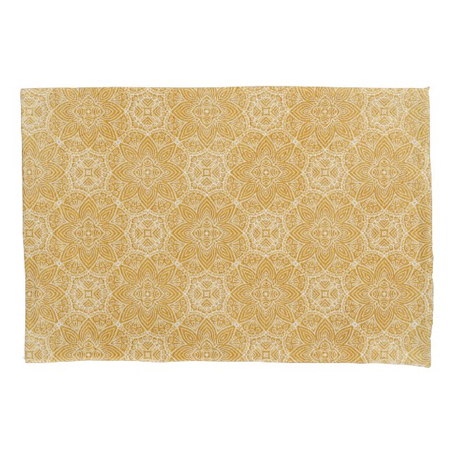 Gold Mandalas of various Geometric Circle repeats Pillow Case (Front)