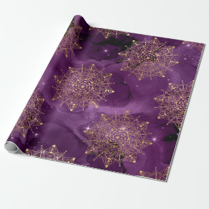 Gold Mandala's on Purple Sky Wrapping Paper