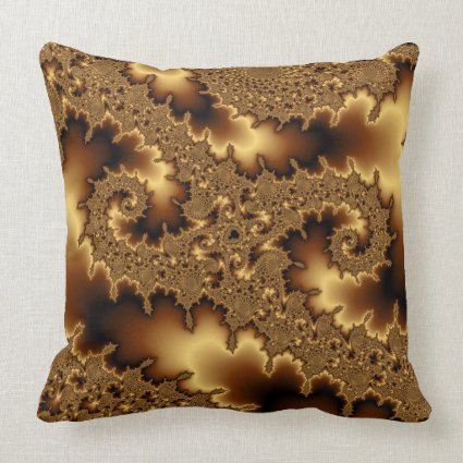 Gold mandelbrot fractal «abstract leaves» throw pillow