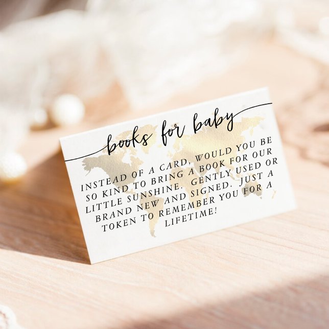 Gold Map Baby Shower Book Request Enclosure Card (Gold Map Baby Shower Book Request Enclosure Card
)