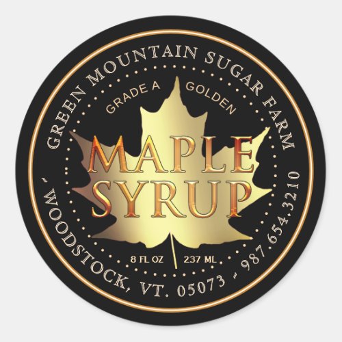 Gold Maple Leaf Editable Maple Syrup Label